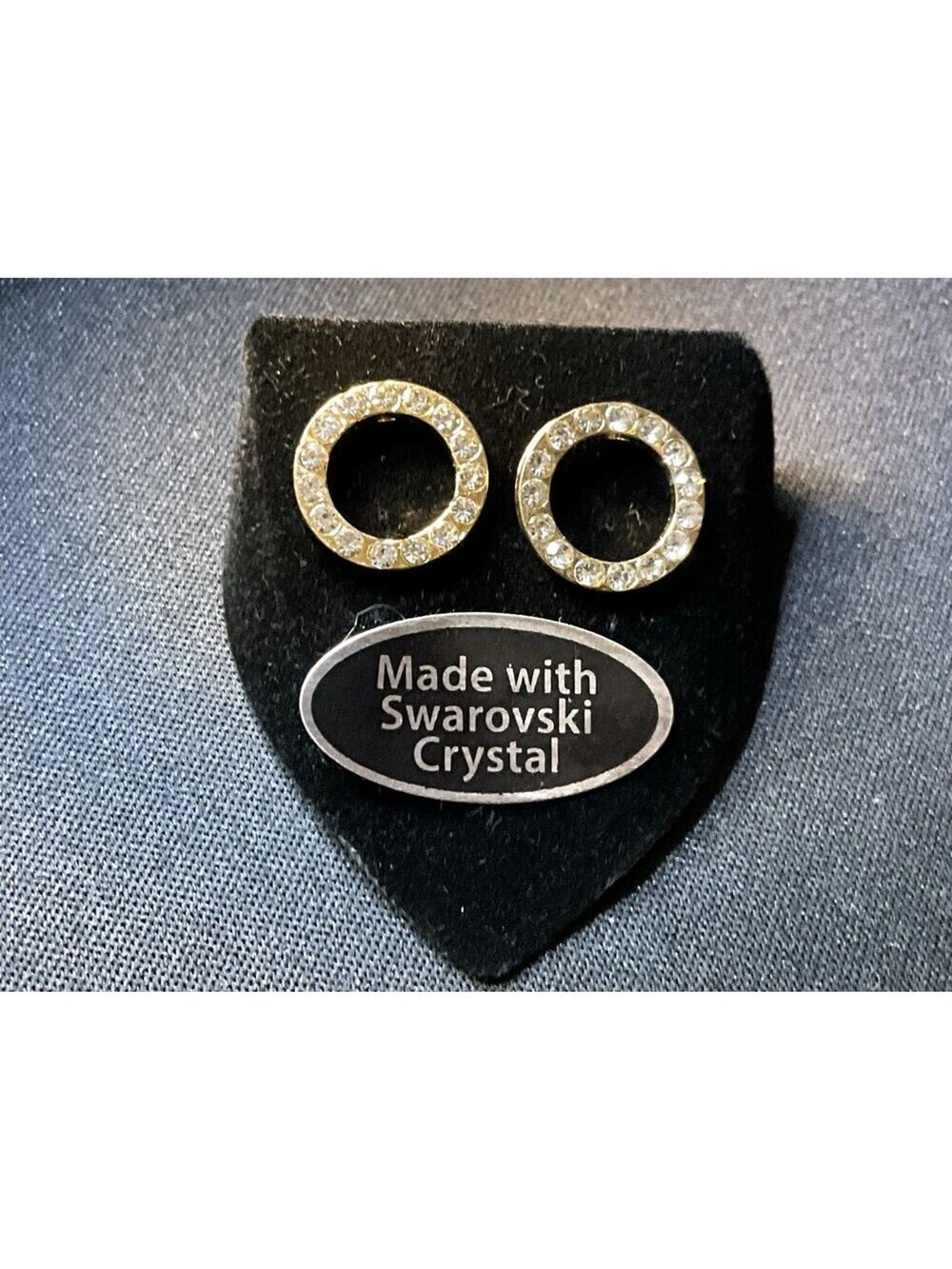 Swarovski Crystals White Circle Earrings Post